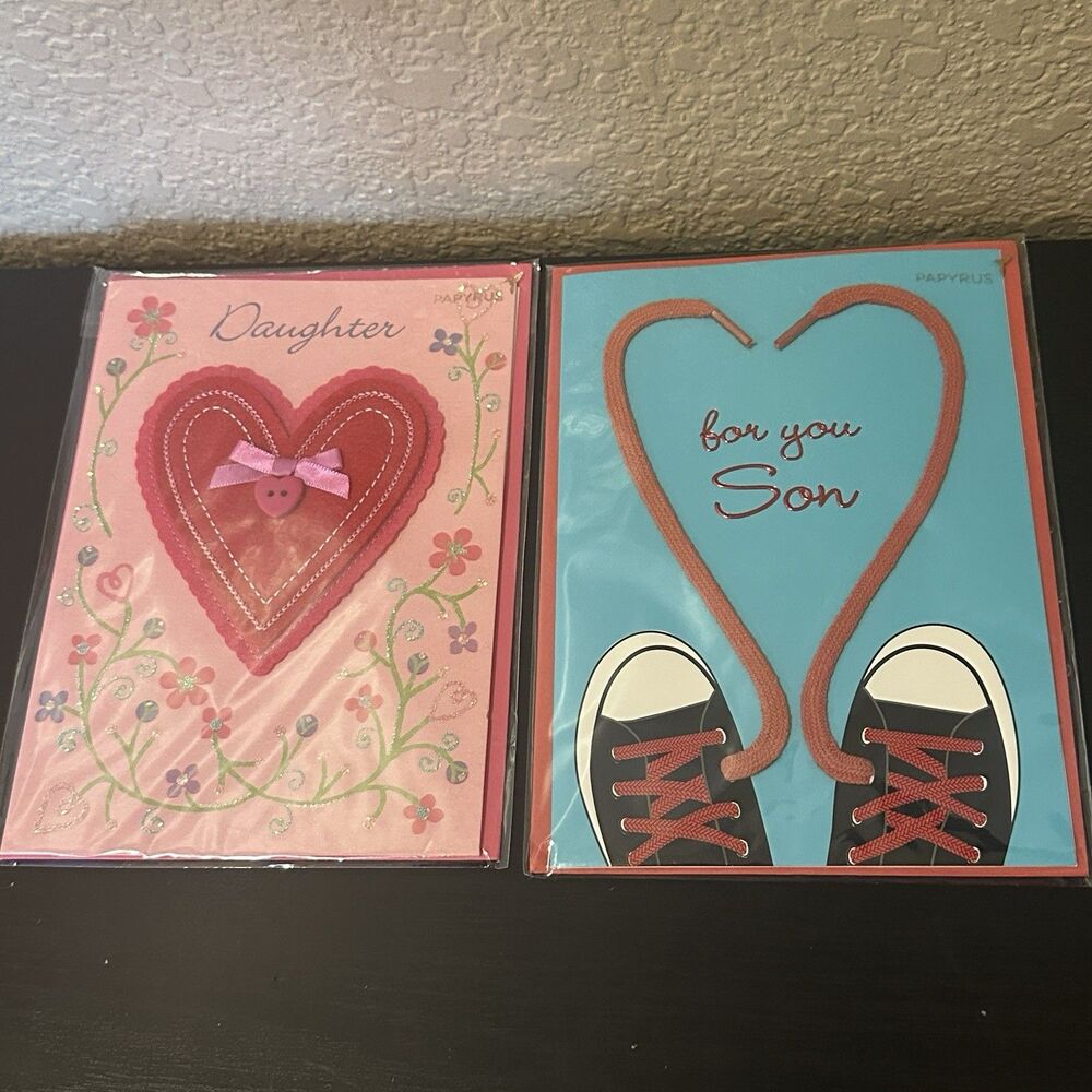 Papyrus Valentine‎ Cards For Son And For Daughter 2 Cards
